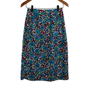 Gay Boyer Vintage Skirt 8 Satin Colorful Floral Pencil Knee Length Polka Dots